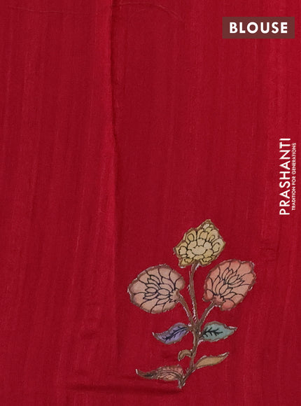 Semi tussar saree maroon with kalamkari applique work