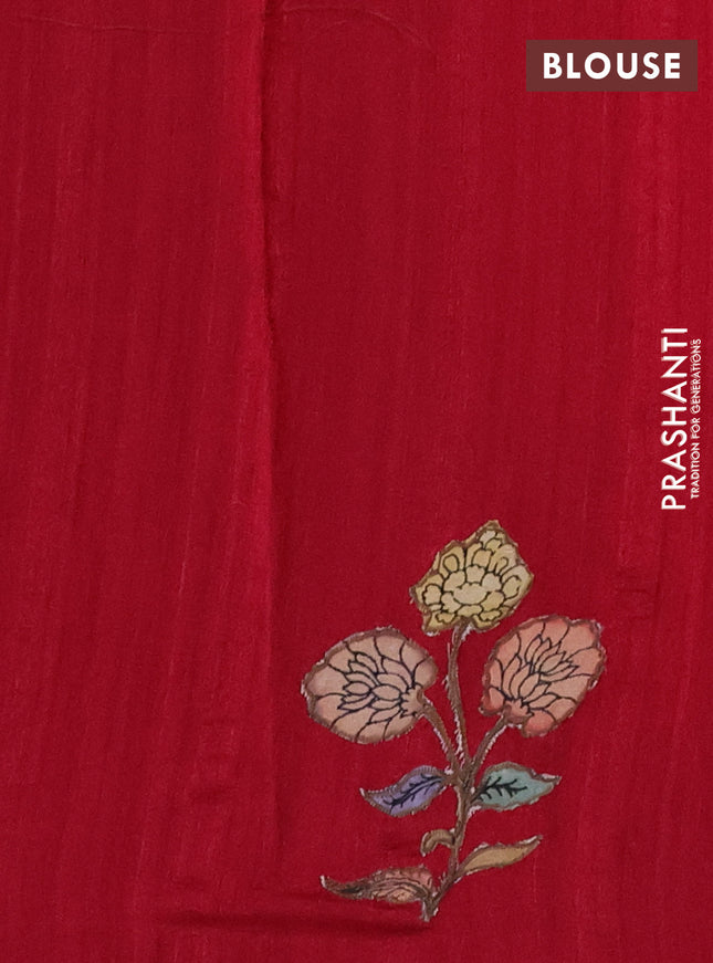 Semi tussar saree maroon with kalamkari applique work