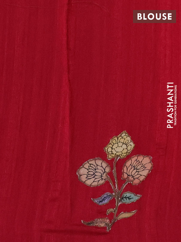 Semi tussar saree maroon with kalamkari applique work