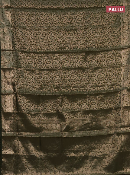Semi soft silk saree sap green with allover zari woven brocade weaves -Without blouse