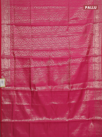 Semi soft silk saree pink with allover zari woven brocade weaves -Without blouse