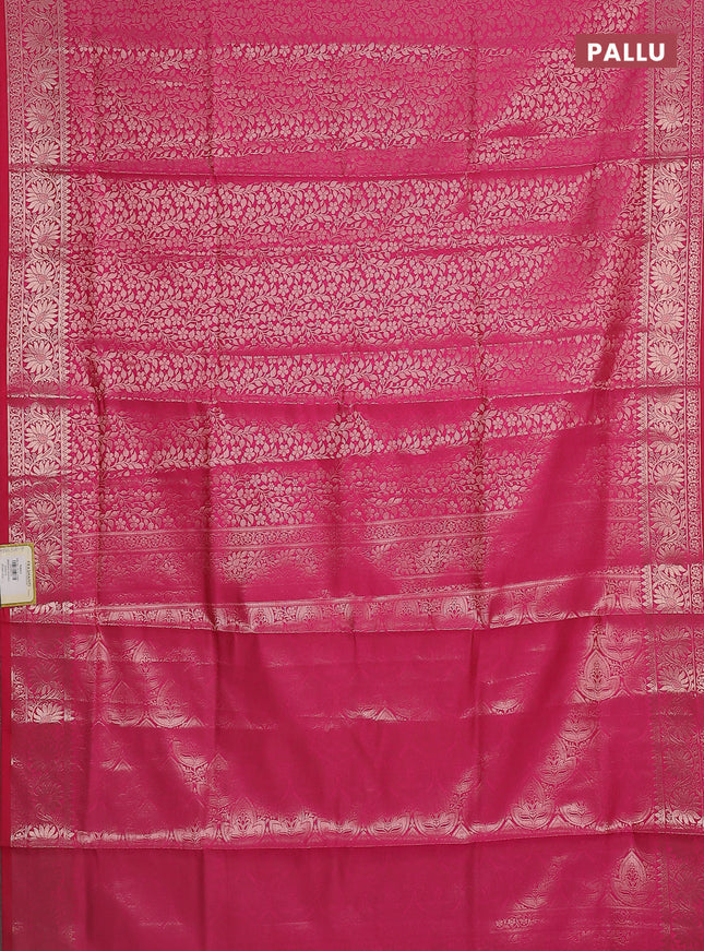 Semi soft silk saree pink with allover zari woven brocade weaves -Without blouse