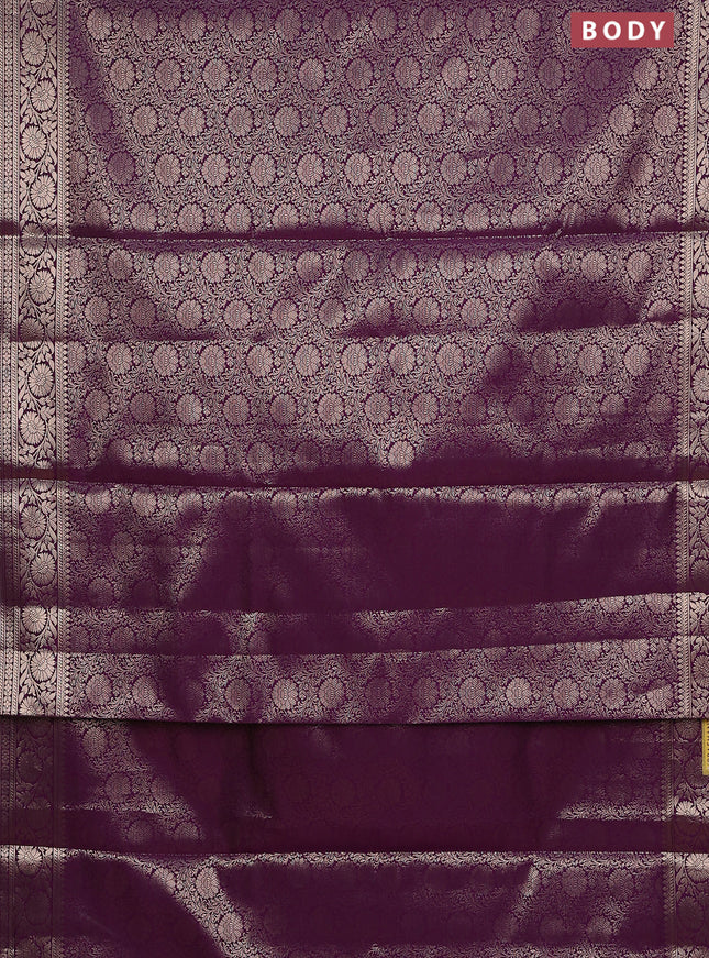 Semi soft silk saree purple with allover zari woven brocade weaves -Without blouse