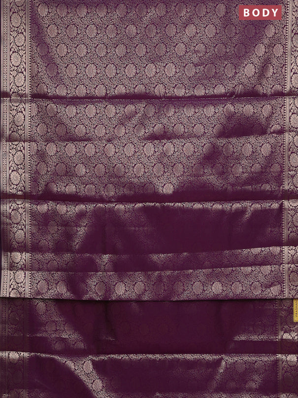 Semi soft silk saree purple with allover zari woven brocade weaves -Without blouse