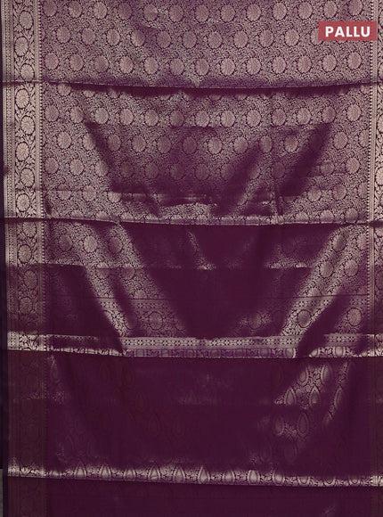 Semi soft silk saree purple with allover zari woven brocade weaves -Without blouse