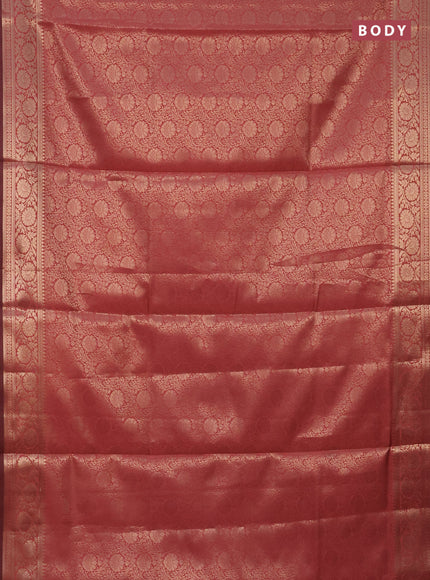 Semi soft silk saree peach shade with allover zari woven brocade weaves -Without blouse