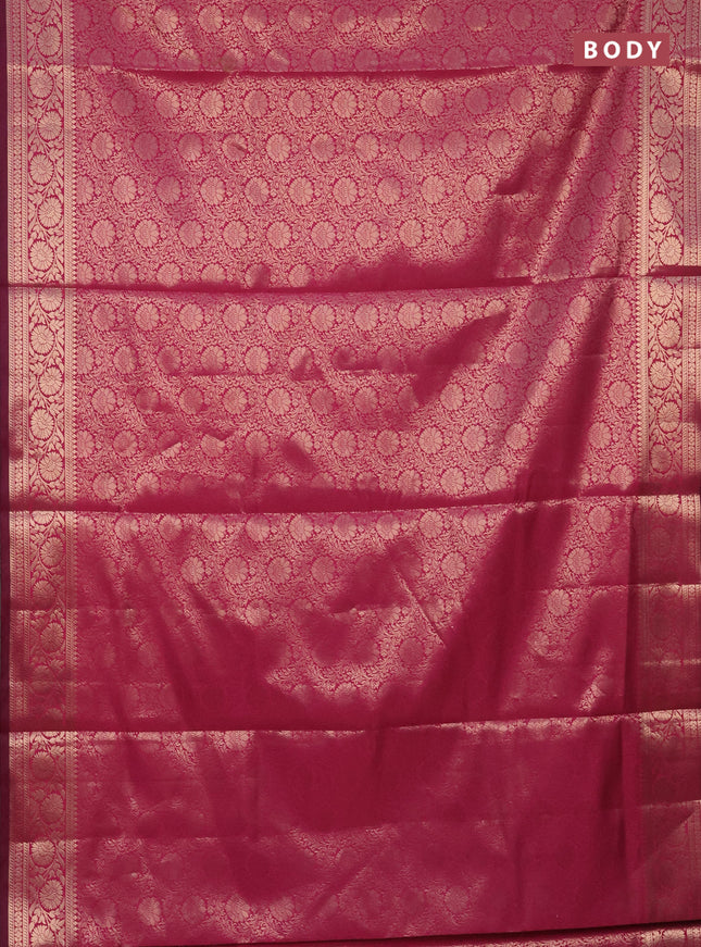 Semi soft silk saree pink with allover zari woven brocade weaves -Without blouse