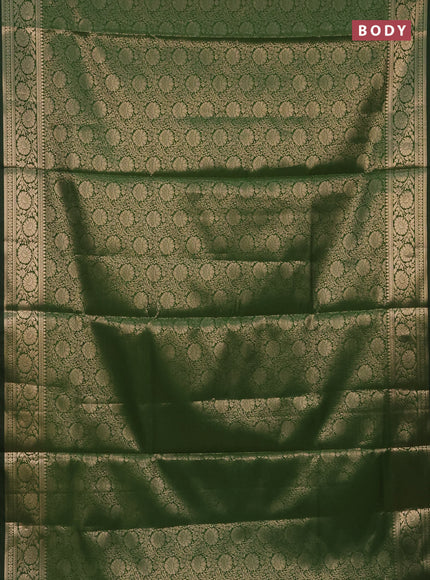 Semi soft silk saree green with allover zari woven brocade weaves -Without blouse