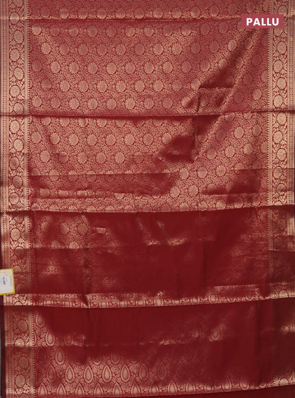 Semi soft silk saree maroon with allover zari woven brocade weaves -Without blouse
