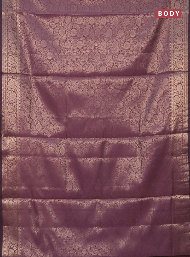 Semi soft silk saree mild purple shade with allover zari woven brocade weaves -Without blouse