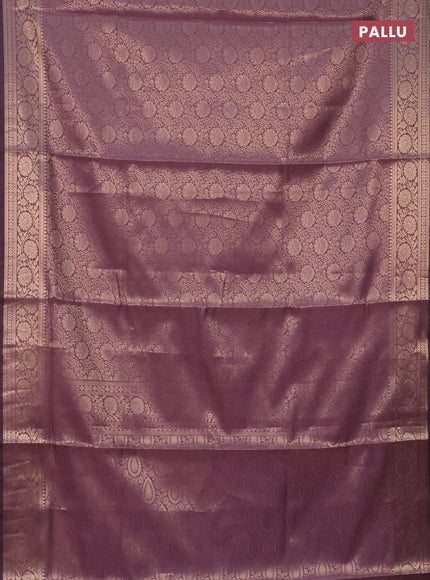 Semi soft silk saree mild purple shade with allover zari woven brocade weaves -Without blouse