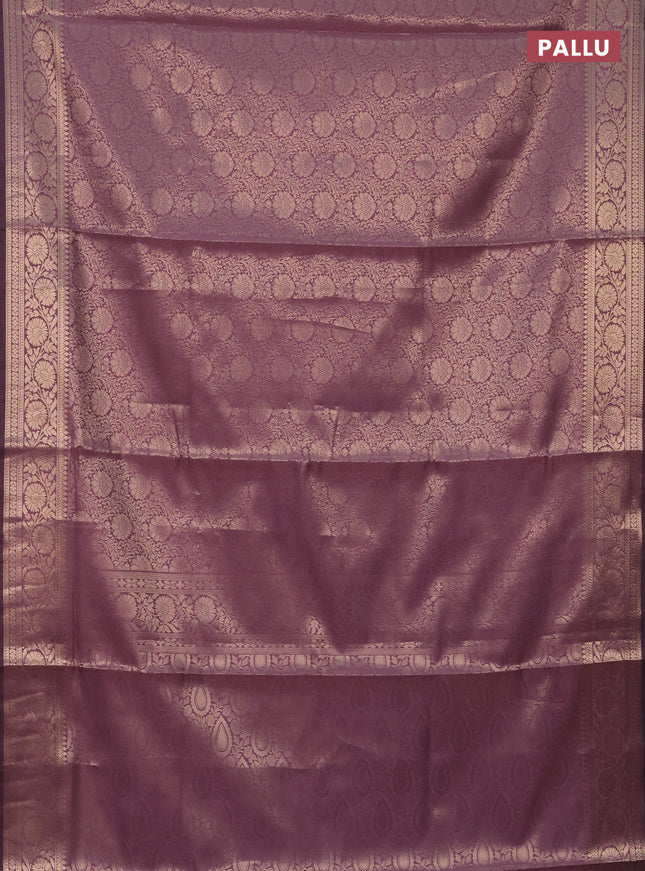 Semi soft silk saree mild purple shade with allover zari woven brocade weaves -Without blouse