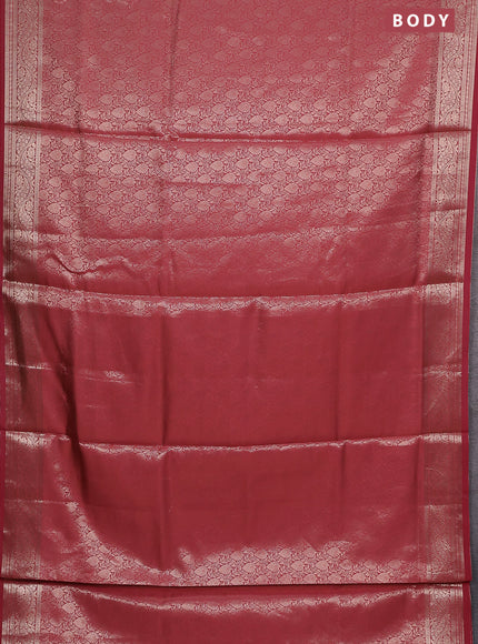 Semi soft silk saree peach shade with allover zari woven brocade weaves -Without blouse