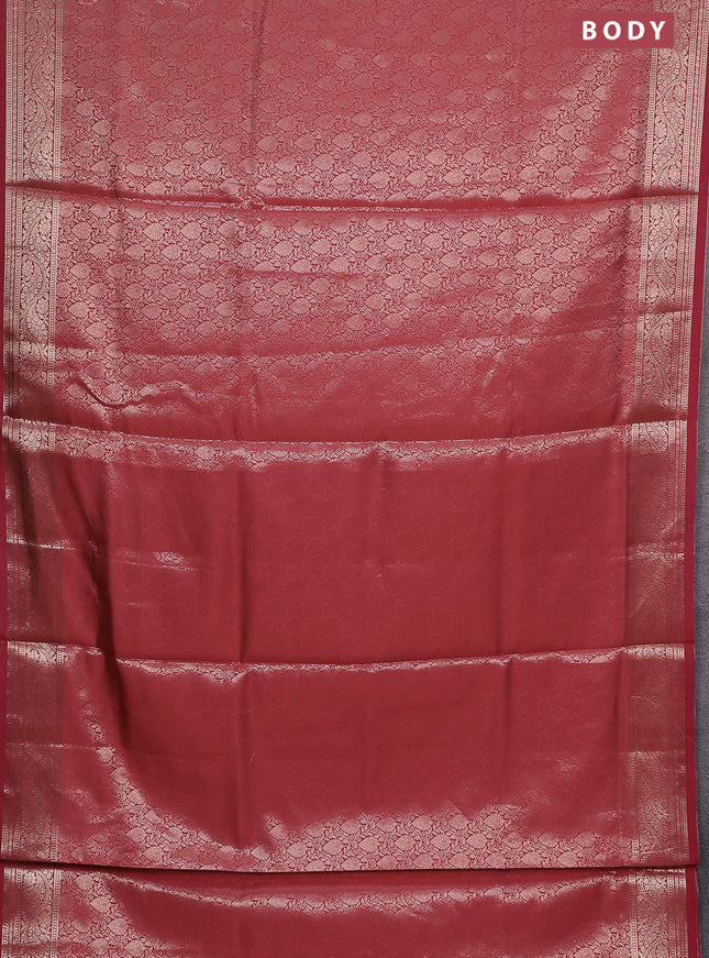 Semi soft silk saree peach shade with allover zari woven brocade weaves -Without blouse