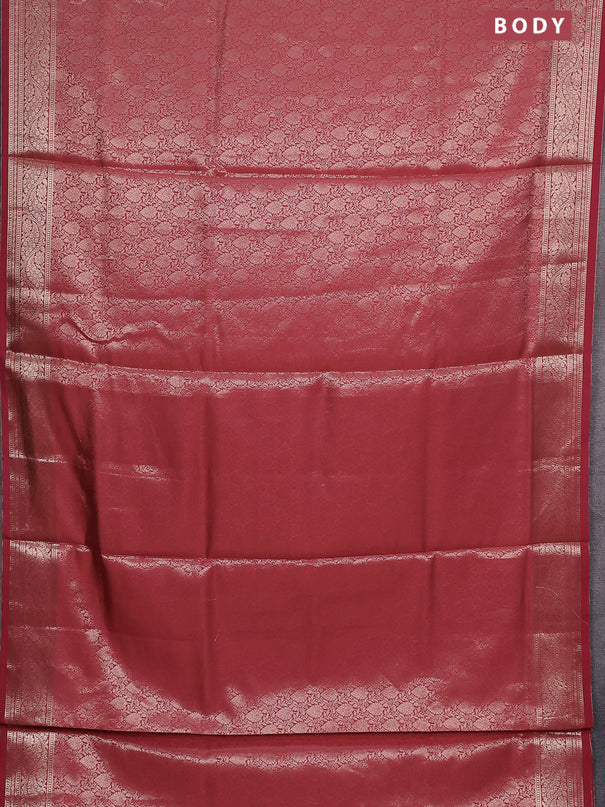 Semi soft silk saree peach shade with allover zari woven brocade weaves -Without blouse