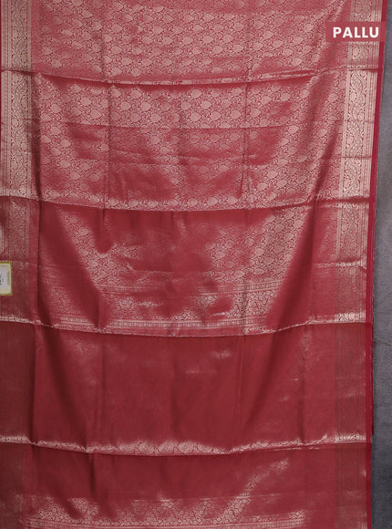 Semi soft silk saree peach shade with allover zari woven brocade weaves -Without blouse