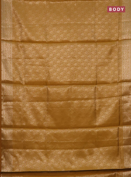 Semi soft silk saree mustard yellow with allover zari woven brocade weaves -Without blouse