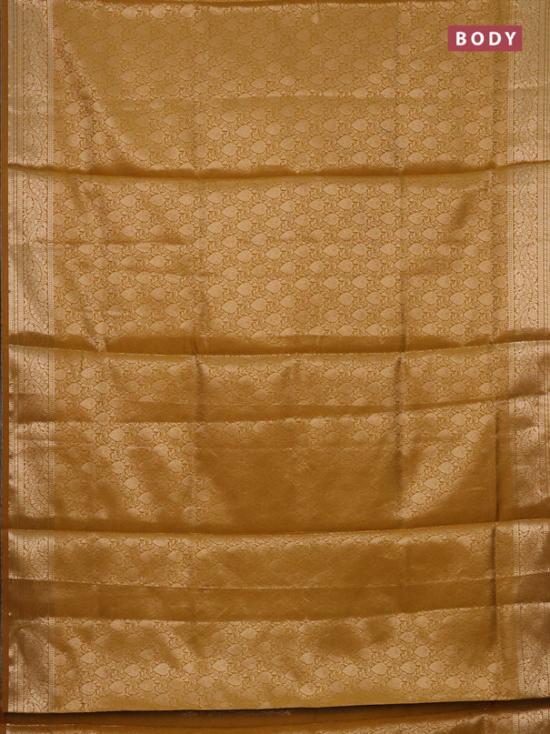 Semi soft silk saree mustard yellow with allover zari woven brocade weaves -Without blouse