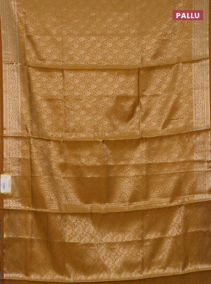 Semi soft silk saree mustard yellow with allover zari woven brocade weaves -Without blouse