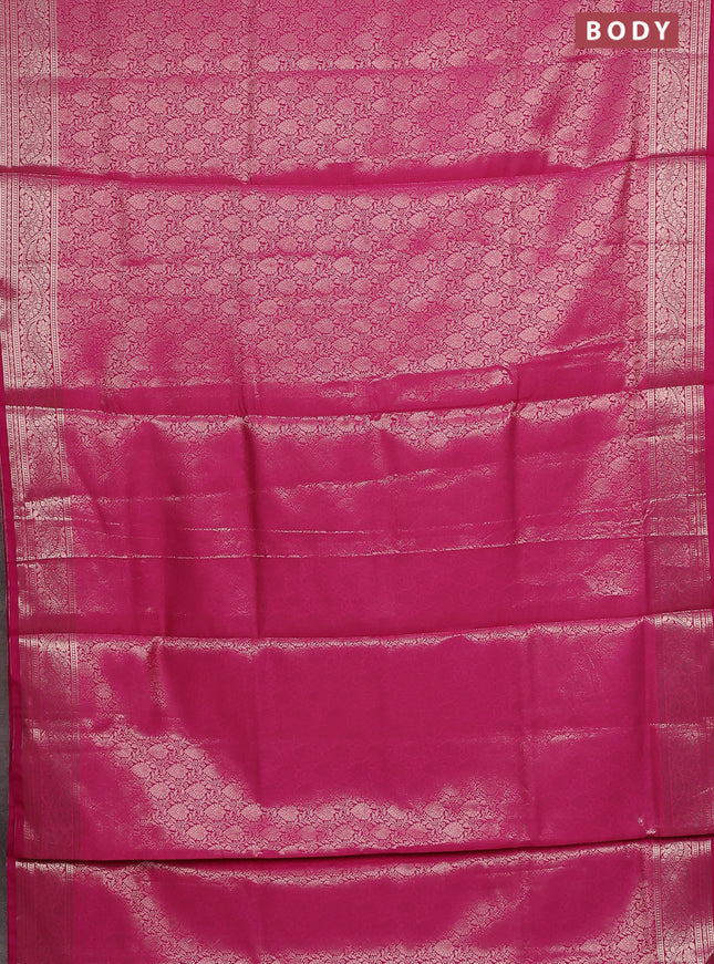 Semi soft silk saree pink with allover zari woven brocade weaves -Without blouse