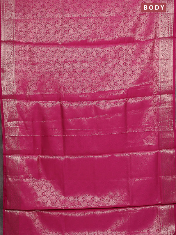 Semi soft silk saree pink with allover zari woven brocade weaves -Without blouse