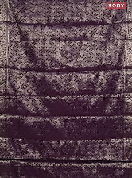 Semi soft silk saree deep purple with allover zari woven brocade weaves -Without blouse