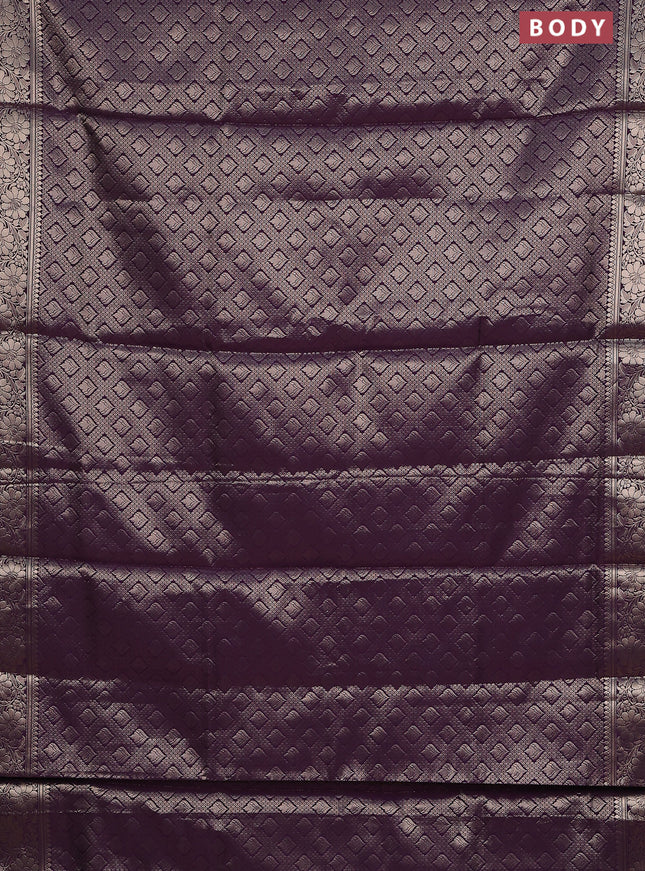 Semi soft silk saree deep purple with allover zari woven brocade weaves -Without blouse