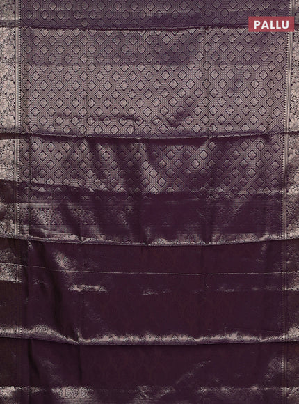 Semi soft silk saree deep purple with allover zari woven brocade weaves -Without blouse