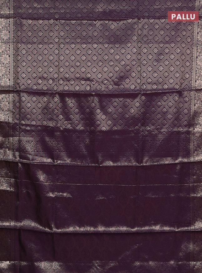 Semi soft silk saree deep purple with allover zari woven brocade weaves -Without blouse