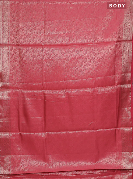 Semi soft silk saree peach shade with allover zari woven brocade weaves -Without blouse