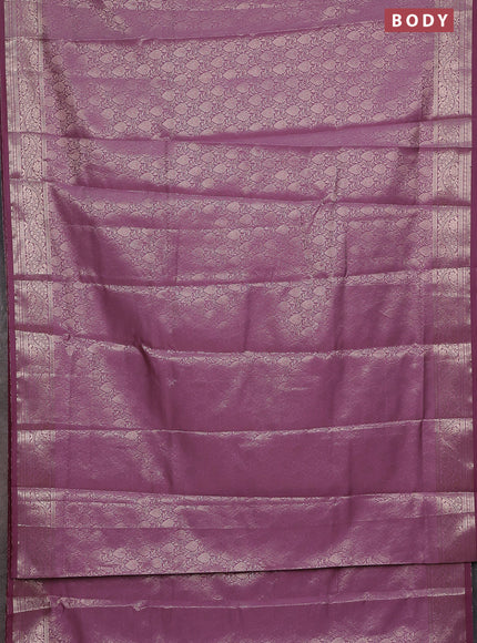 Semi soft silk saree mild purple with allover zari woven brocade weaves -Without blouse