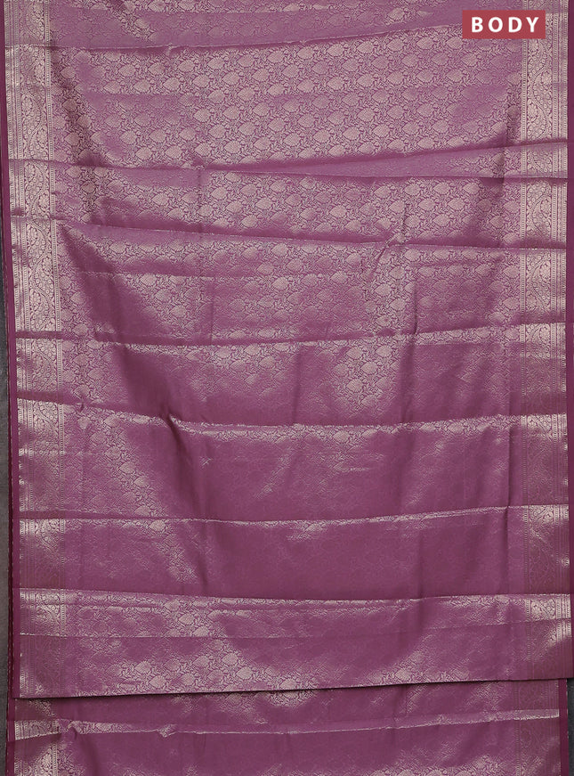 Semi soft silk saree mild purple with allover zari woven brocade weaves -Without blouse