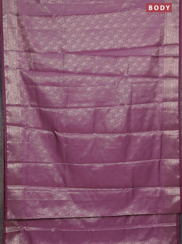 Semi soft silk saree mild purple with allover zari woven brocade weaves -Without blouse