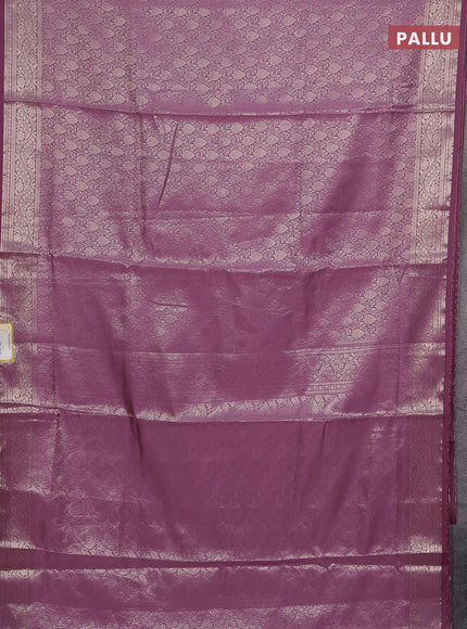 Semi soft silk saree mild purple with allover zari woven brocade weaves -Without blouse