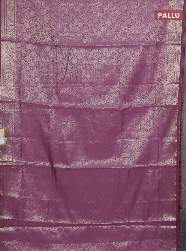 Semi soft silk saree mild purple with allover zari woven brocade weaves -Without blouse