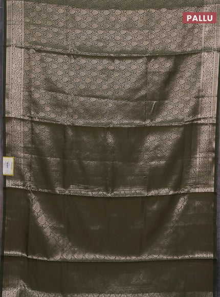 Semi soft silk saree sap green with allover zari woven brocade weaves -Without blouse