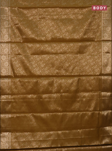 Semi soft silk saree mustard shade with allover zari woven brocade weaves -Without blouse