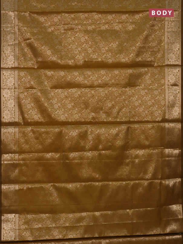 Semi soft silk saree mustard shade with allover zari woven brocade weaves -Without blouse