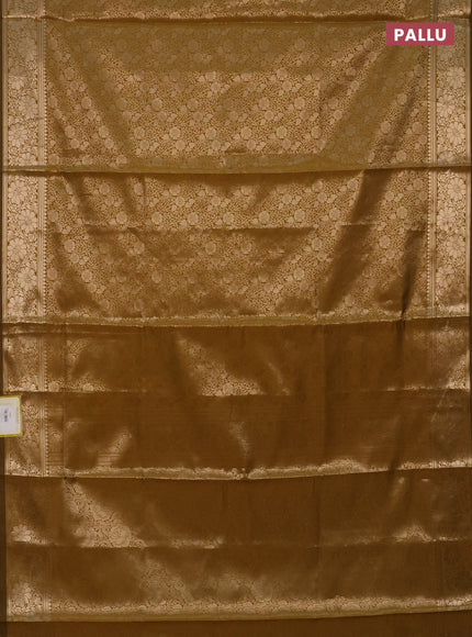 Semi soft silk saree mustard shade with allover zari woven brocade weaves -Without blouse