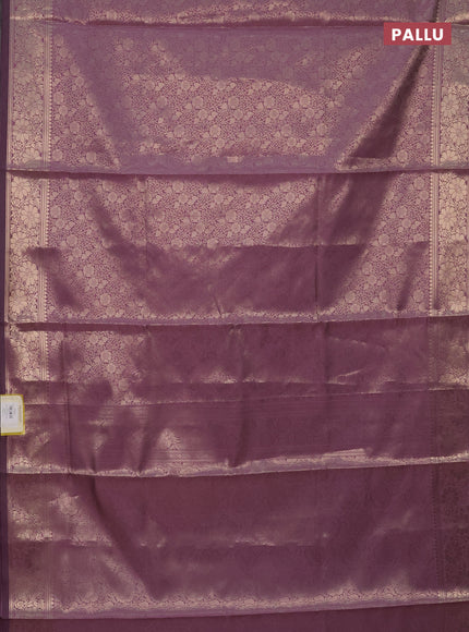 Semi soft silk saree mild purple with allover zari woven brocade weaves -Without blouse