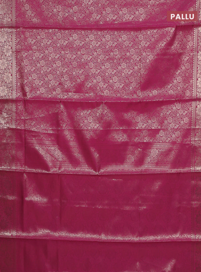 Semi soft silk saree pink with allover zari woven brocade weaves -Without blouse