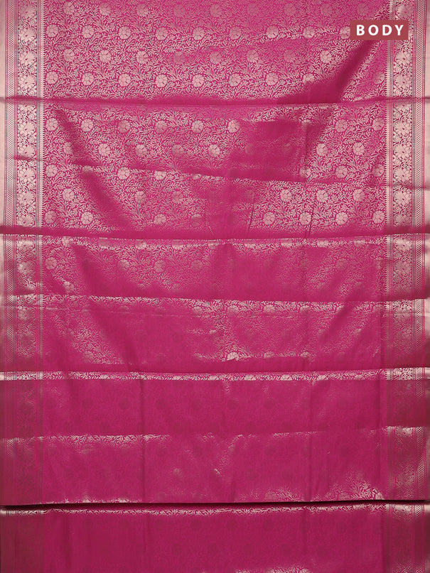 Semi soft silk saree pink with allover zari woven brocade weaves -Without blouse