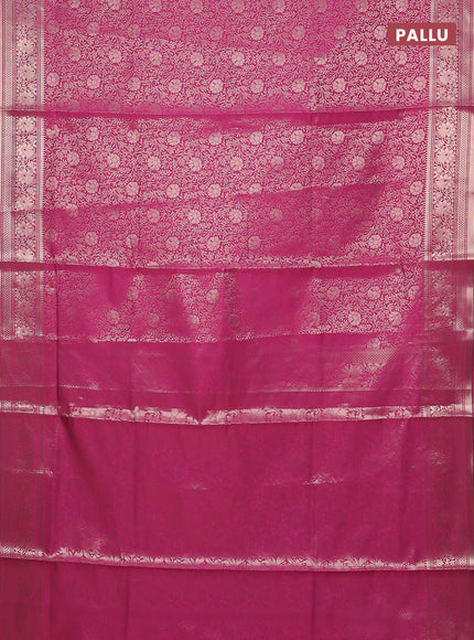 Semi soft silk saree pink with allover zari woven brocade weaves -Without blouse