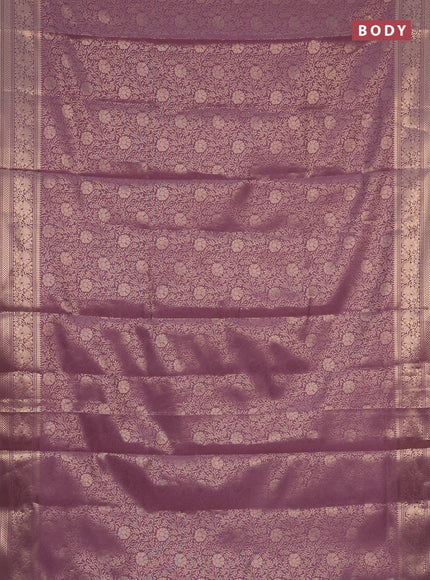 Semi soft silk saree mild purple with allover zari woven brocade weaves -Without blouse