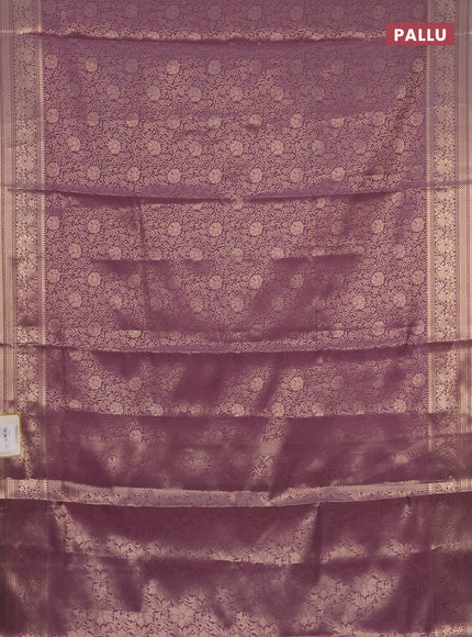 Semi soft silk saree mild purple with allover zari woven brocade weaves -Without blouse