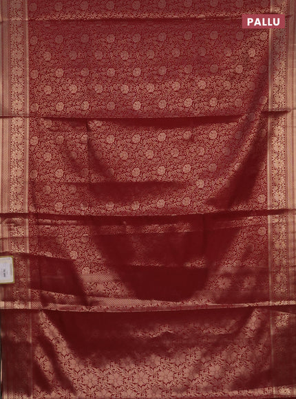 Semi soft silk saree maroon with allover zari woven brocade weaves -Without blouse