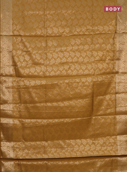 Semi soft silk saree mustard yellow with allover zari woven brocade weaves -Without blouse