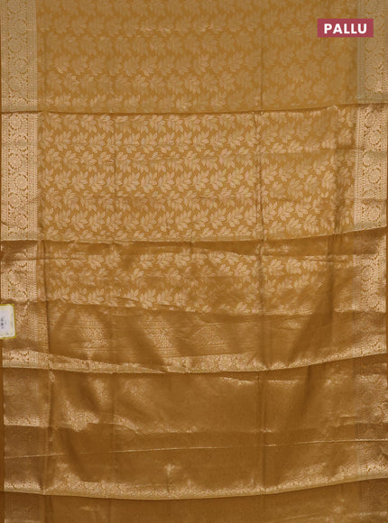 Semi soft silk saree mustard yellow with allover zari woven brocade weaves -Without blouse