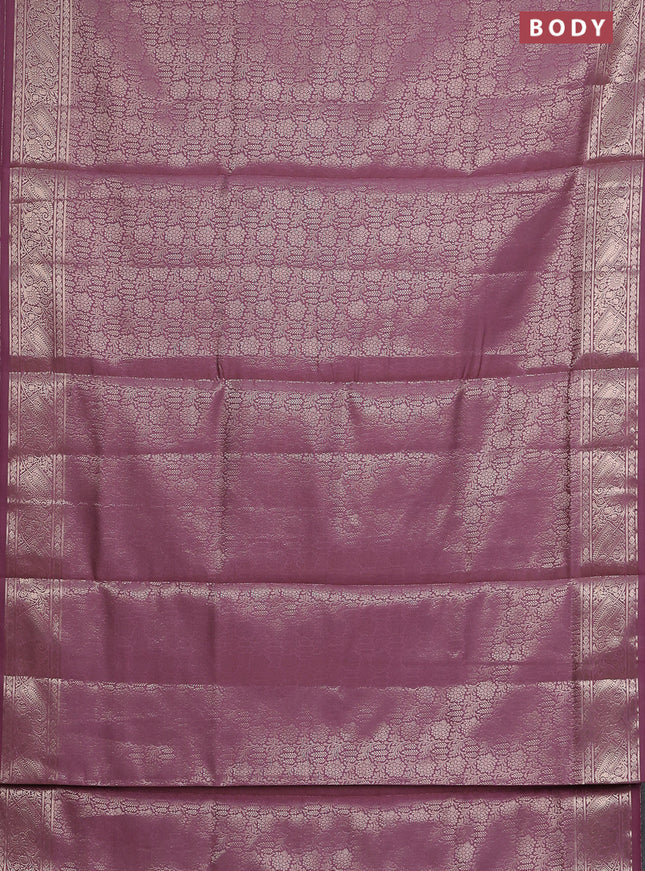 Semi soft silk saree mild purple with allover zari woven brocade weaves -Without blouse