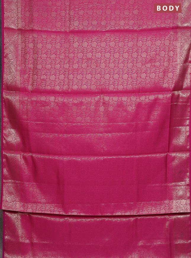 Semi soft silk saree pink with allover zari woven brocade weaves -Without blouse